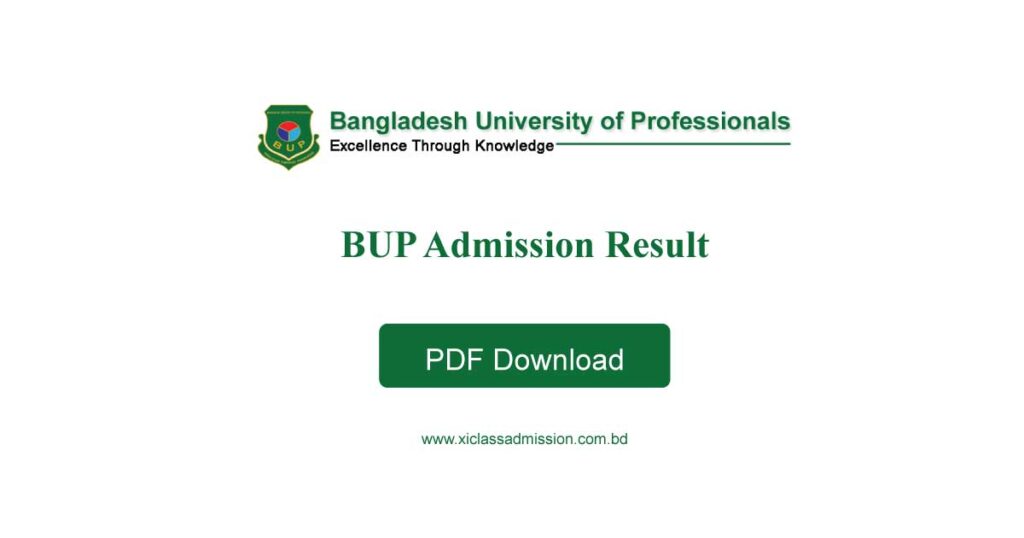 BUP Admission Result 2025 PDF Download - FBS, FST, FASS, FSSS - XI ...