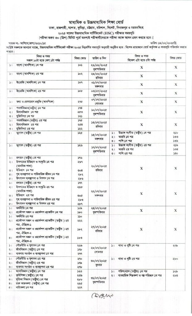 HSC Routine 2025-1