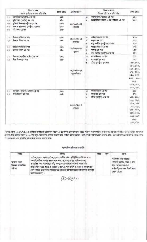 HSC Routine 2025-2